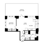 The Beacon Jersey Criterion (A10) Floorplans - Showing one bedroom and one bath, Jersey City, NJ