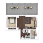 The Beacon Jersey Criterion (A10) Furnished Floorplans - Showing one bedroom and one bath, Jersey City, NJ