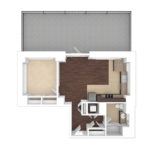 The Beacon Jersey Criterion (A10) Unfurnished Floorplans - Showing one bedroom and one bath, Jersey City, NJ