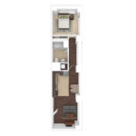 The Beacon Jersey Criterion (A11) Furnished Floorplans - Showing one bedroom and one bath, Jersey City, NJ