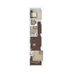 The Beacon Jersey Criterion (A14) Furnished Floorplans - Showing one bedroom and one bath, Jersey City, NJ