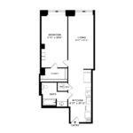 The Beacon Jersey Criterion (A15) Floorplans - Showing one bedroom and one bath, Jersey City, NJ