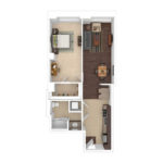 The Beacon Jersey Criterion (A15) Furnished Floorplans - Showing one bedroom and one bath, Jersey City, NJ