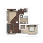 The Beacon Jersey Criterion (A19) Furnished Floorplans - Showing one bedroom and one bath, Jersey City, NJ