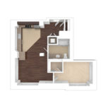 The Beacon Jersey Criterion (A19) Unfurnished Floorplans - Showing one bedroom and one bath, Jersey City, NJ