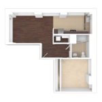 The Beacon Jersey Criterion (A2) Unfurnished Floorplans - Showing one bedroom and one bath, Jersey City, NJ