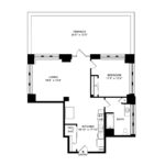 The Beacon Jersey Criterion (A20) Floorplans - Showing one bedroom and one bath, Jersey City, NJ