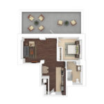 The Beacon Jersey Criterion (A20) Furnished Floorplans - Showing one bedroom and one bath, Jersey City, NJ