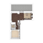 The Beacon Jersey Criterion (A21) Unfurnished Floorplans - Showing one bedroom and one bath, Jersey City, NJ