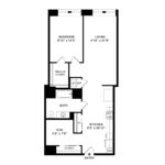 The Beacon Jersey Criterion (A22) Floorplans - Showing one bedroom and one bath, Jersey City, NJ