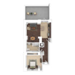 The Beacon Jersey Criterion (A24) Furnished Floorplans - Showing one bedroom and one bath, Jersey City, NJ