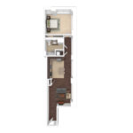 The Beacon Jersey Criterion (A26) Furnished Floorplans - Showing one bedroom and one bath, Jersey City, NJ