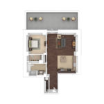 The Beacon Jersey Criterion (A29) Furnished Floorplans - Showing one bedroom and one bath, Jersey City, NJ