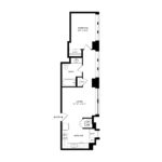 The Beacon Jersey Criterion (A3) Floorplans - Showing one bedroom and one bath, Jersey City, NJ