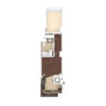 The Beacon Jersey Criterion (A3) Unfurnished Floorplans - Showing one bedroom and one bath, Jersey City, NJ