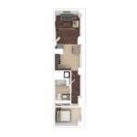 The Beacon Jersey Criterion (A6) Furnished Floorplans - Showing one bedroom and one bath, Jersey City, NJ