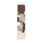 The Beacon Jersey Criterion (A6) Unfurnished Floorplans - Showing one bedroom and one bath, Jersey City, NJ