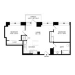 The Beacon Jersey Criterion (B1) Floorplans - Showing two bedroom and one bath, Jersey City, NJ