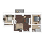 The Beacon Jersey Criterion (B1) Furnished Floorplans - Showing two bedroom and one bath, Jersey City, NJ