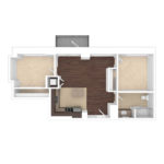 The Beacon Jersey Criterion (B1) Unfurnished Floorplans - Showing two bedroom and one bath, Jersey City, NJ