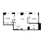 The Beacon Jersey Criterion (B2) Floorplans - Showing two bedroom and one bath, Jersey City, NJ