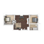 The Beacon Jersey Criterion (B2) Furnished Floorplans - Showing two bedroom and one bath, Jersey City, NJ