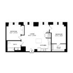 The Beacon Jersey Criterion (B3) Floorplans - Showing two bedroom and one bath, Jersey City, NJ