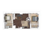 The Beacon Jersey Criterion (B3) Furnished Floorplans - Showing two bedroom and one bath, Jersey City, NJ