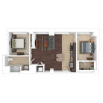 The Beacon Jersey Criterion (B4) Furnished Floorplans - Showing two bedroom and one bath, Jersey City, NJ