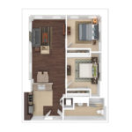 The Beacon Jersey Criterion (B6) Furnished Floorplans - Showing two bedrooms and one bath, Jersey City, NJ