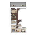 The Beacon Jersey Criterion (B9) Furnished Floorplans - Showing two bedrooms and two bath, Jersey City, NJ