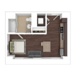 The Beacon Jersey Criterion (S1) Furnished Floorplans - Showing one bedroom and one bath, Jersey City, NJ