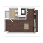 The Beacon Jersey Criterion (S1) Unfurnished Floorplans - Showing one bedroom and one bath, Jersey City, NJ