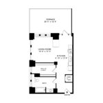 The Beacon Jersey Criterion (S11) Floorplans - Showing one bedroom and one bath, Jersey City, NJ