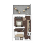 The Beacon Jersey Criterion (S11) Furnished Floorplans - Showing one bedroom and one bath, Jersey City, NJ