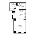 The Beacon Jersey Criterion (S12) Floorplans - Showing one bedroom and one bath, Jersey City, NJ