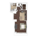 The Beacon Jersey Criterion (S12) Furnished Floorplans - Showing one bedroom and one bath, Jersey City, NJ