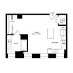 The Beacon Jersey Criterion (S2) Floorplans - Showing one bedroom and one bath, Jersey City, NJ