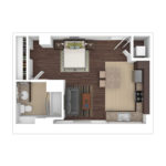 The Beacon Jersey Criterion (S2) Furnished Floorplans - Showing one bedroom and one bath, Jersey City, NJ