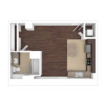 The Beacon Jersey Criterion (S2) Unfurnished Floorplans - Showing one bedroom and one bath, Jersey City, NJ