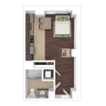 The Beacon Jersey Criterion (S3) Furnished Floorplans - Showing one bedroom and one bath, Jersey City, NJ