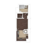 The Beacon Jersey Criterion (S4) Unfurnished Floorplans - Showing one bedroom and one bath, Jersey City, NJ