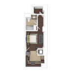 The Beacon Jersey Criterion (B5) Furnished Floorplans - Showing one bedroom and one bath, Jersey City, NJ