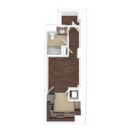 The Beacon Jersey Criterion (B5) Unfurnished Floorplans - Showing one bedroom and one bath, Jersey City, NJ