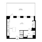 The Beacon Jersey Criterion (S7) Floorplans - Showing one bedroom and one bath, Jersey City, NJ