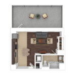 The Beacon Jersey Criterion (S7) Furnished Floorplans - Showing one bedroom and one bath, Jersey City, NJ