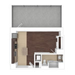 The Beacon Jersey Criterion (S7) Unfurnished Floorplans - Showing one bedroom and one bath, Jersey City, NJ