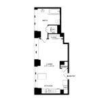 The Beacon Jersey Criterion (S8) Floorplans - Showing one bedroom and one bath, Jersey City, NJ