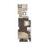 The Beacon Jersey Criterion (S8) Furnished Floorplans - Showing one bedroom and one bath, Jersey City, NJ