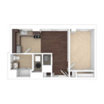 The Beacon Jersey Hague (A1) Unfurnished Floorplans - Showing one bedroom and one bath, Jersey City, NJ